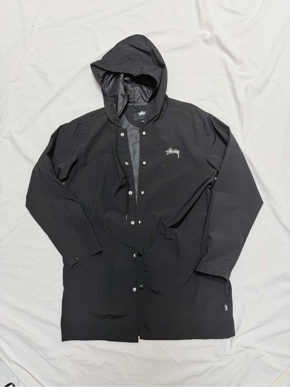 Stussy Black Hooded Coach Raincoat
